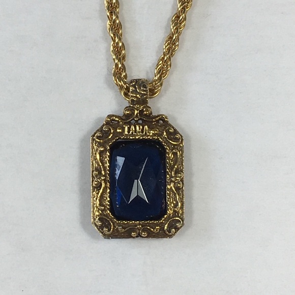 Irish necklace by TARA Gold tone large blue stone - Picture 4 of 8